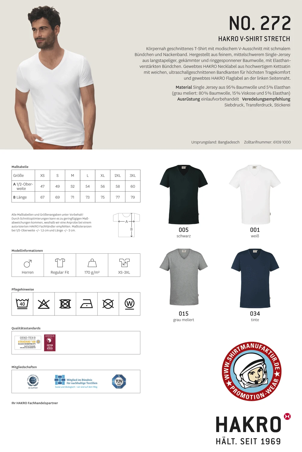 Hakro V-Shirt Stretch