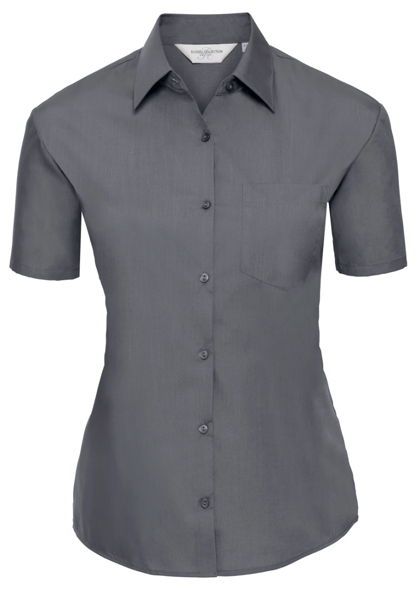 Russell Ladies Short Sleeve Poly-Cotton Poplin Blouse
