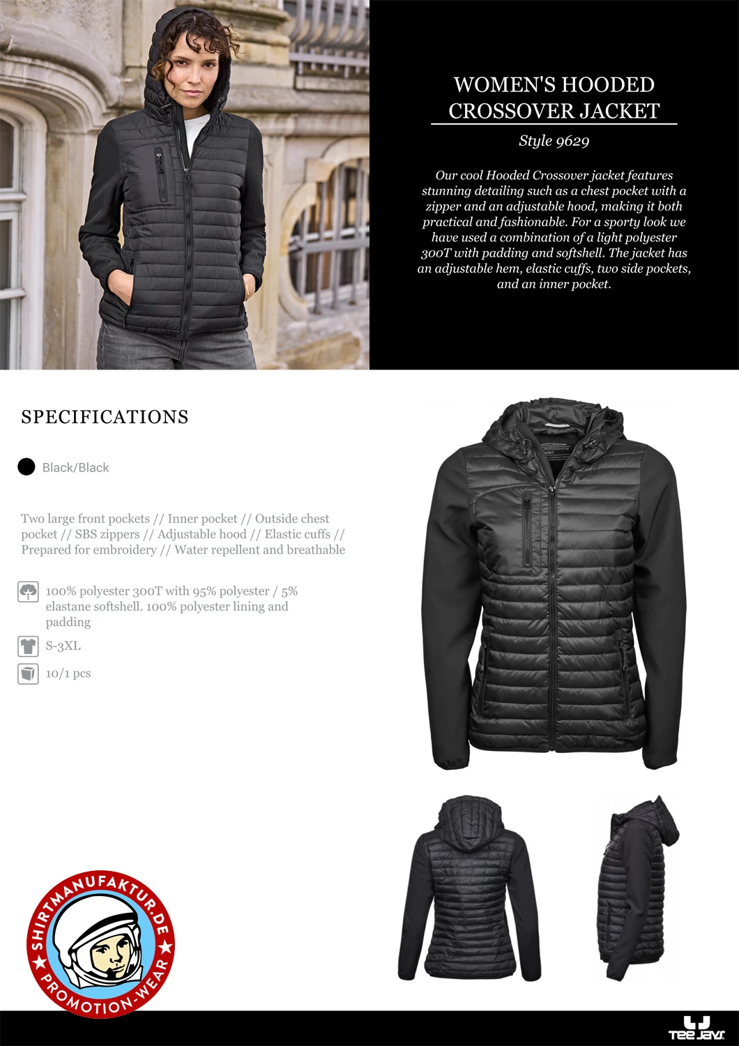Tee Jays Womens Hooded Crossover Jacket
