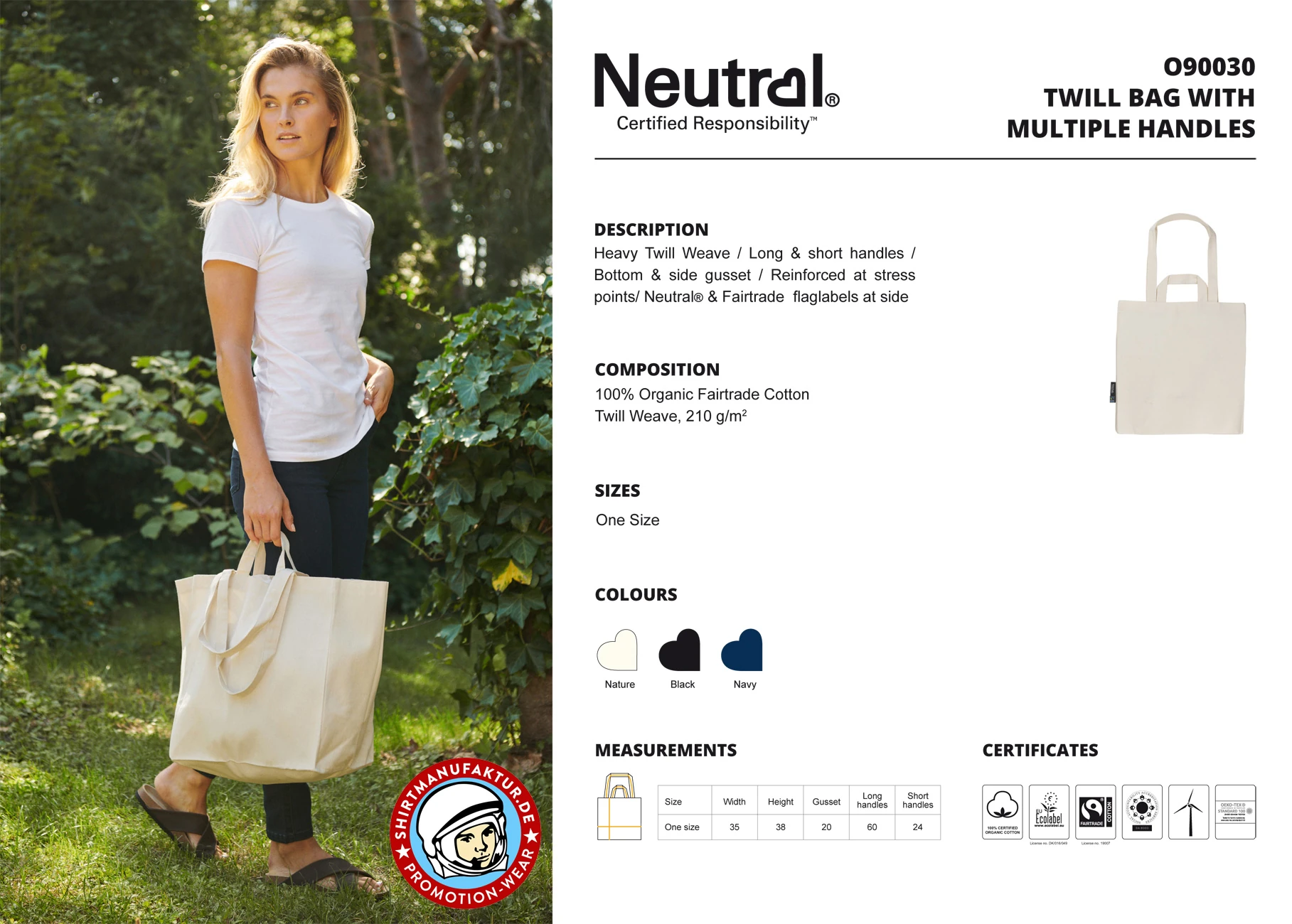 Neutral Twill Bag Multiple Handles