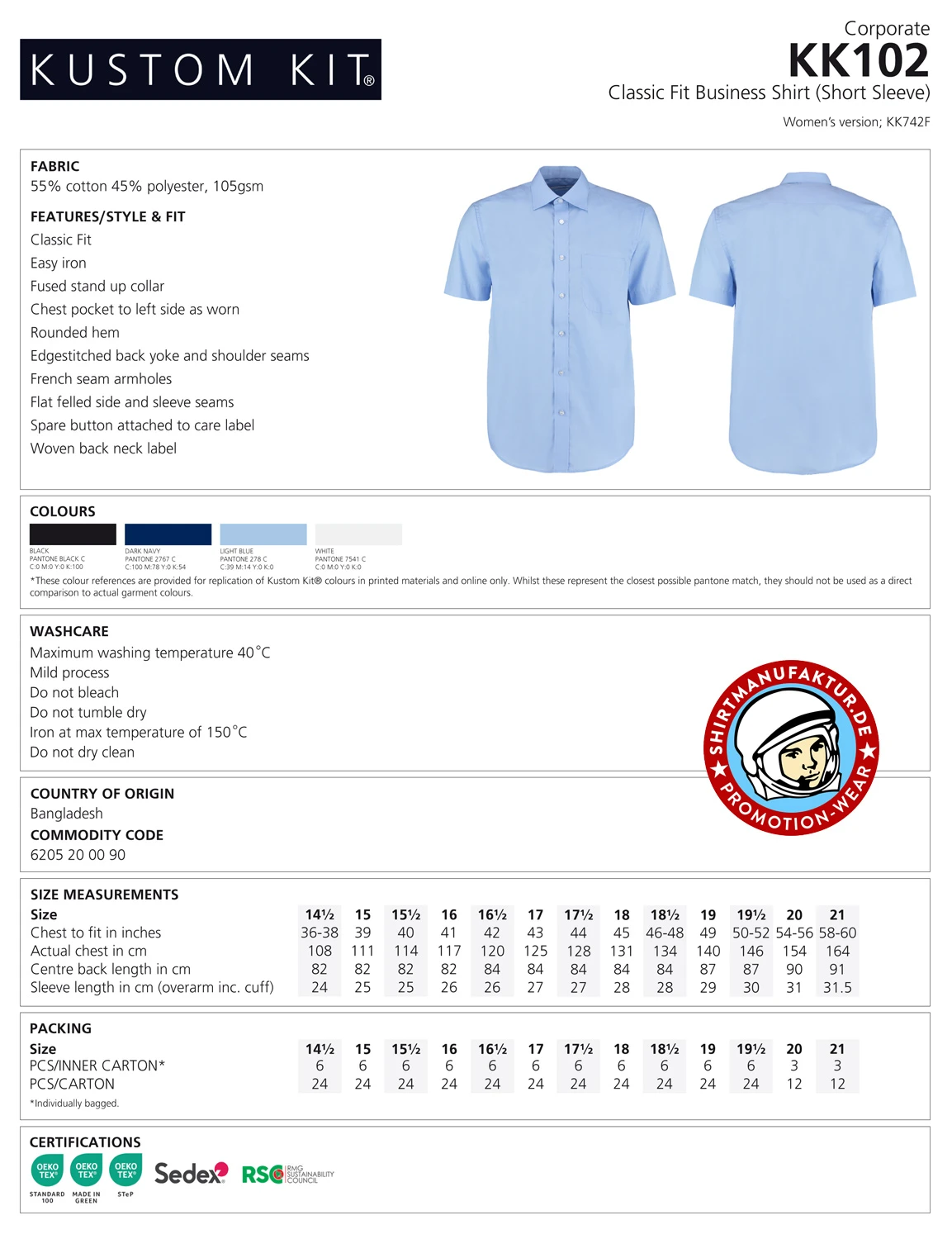 Kustom Kit Business Shirt