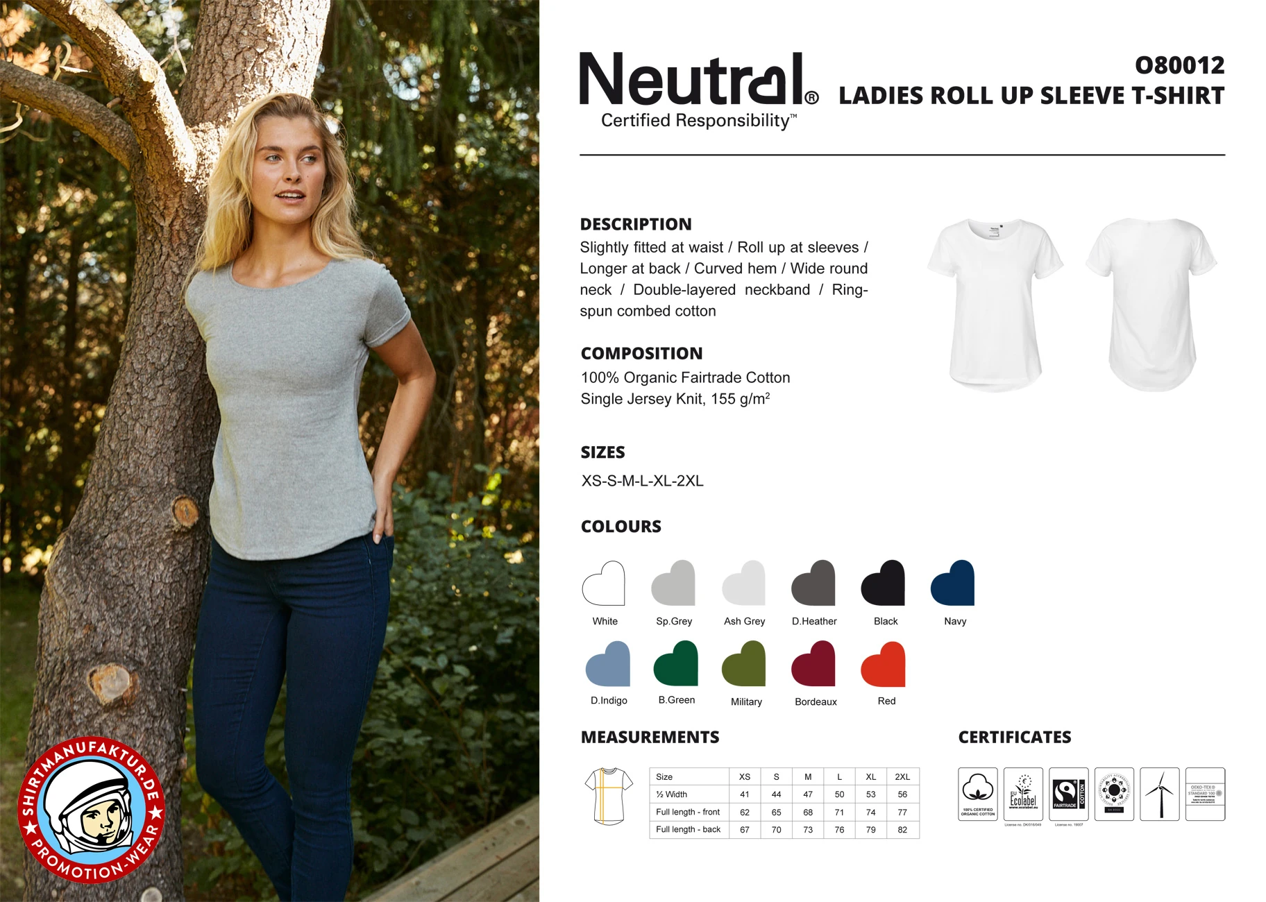 Neutral Ladies Roll Up Sleeve T-Shirt