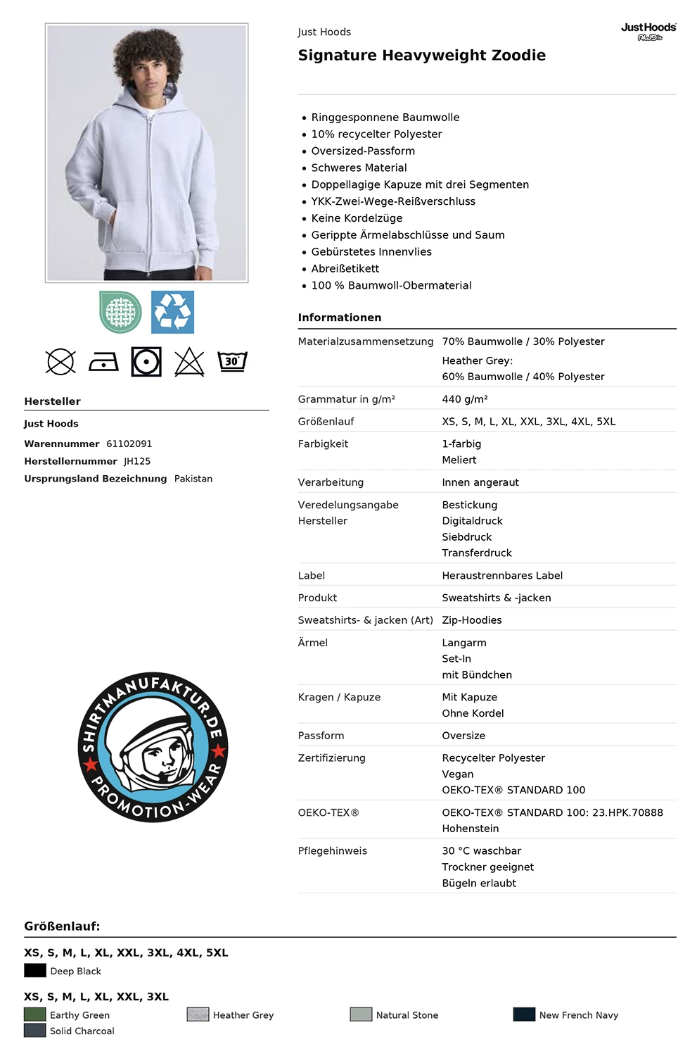 Just Hoods Signature Heavyweight Zoodie Just Hoods Signature Heavyweight Zoodie