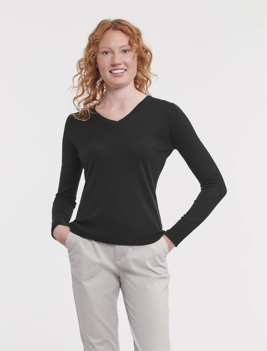 Russell Ladies V-Neck Knitted Pullover