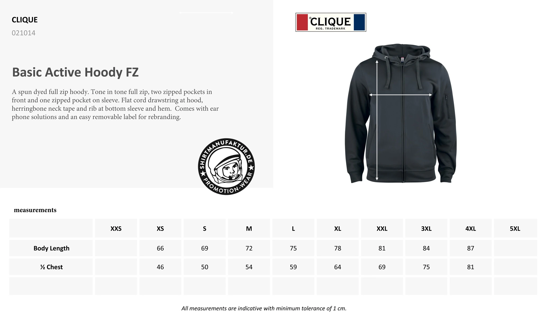 Clique Basic Active Hoody Full Zip