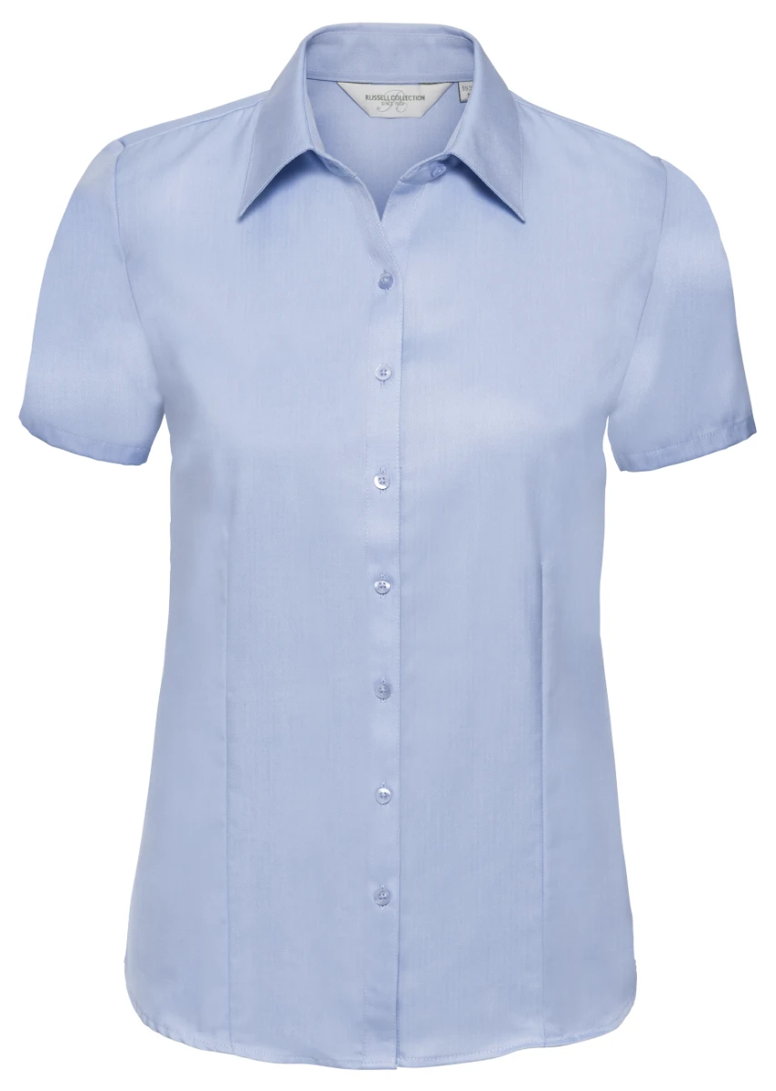 Russell Ladies Short Sleeve Tailored Herringbone Blouse