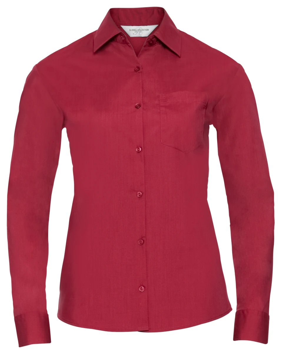 Russell Ladies Poly-Cotton Longsleeve Poplin Blouse
