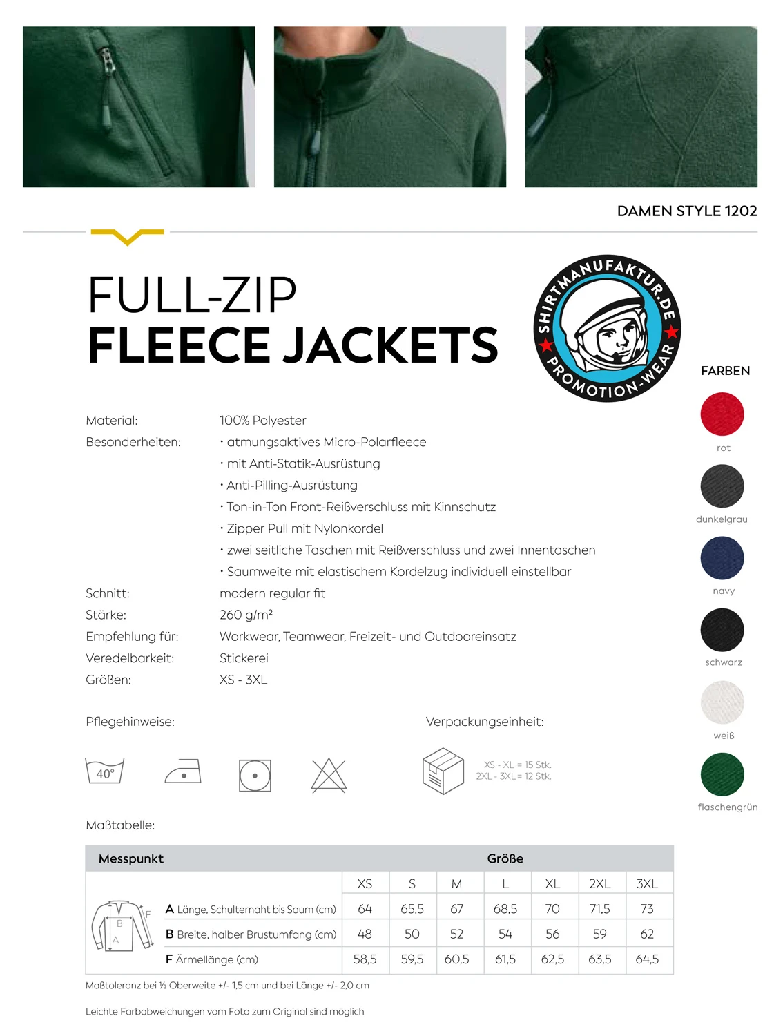HRM Womens Full-Zip Fleece Jacket