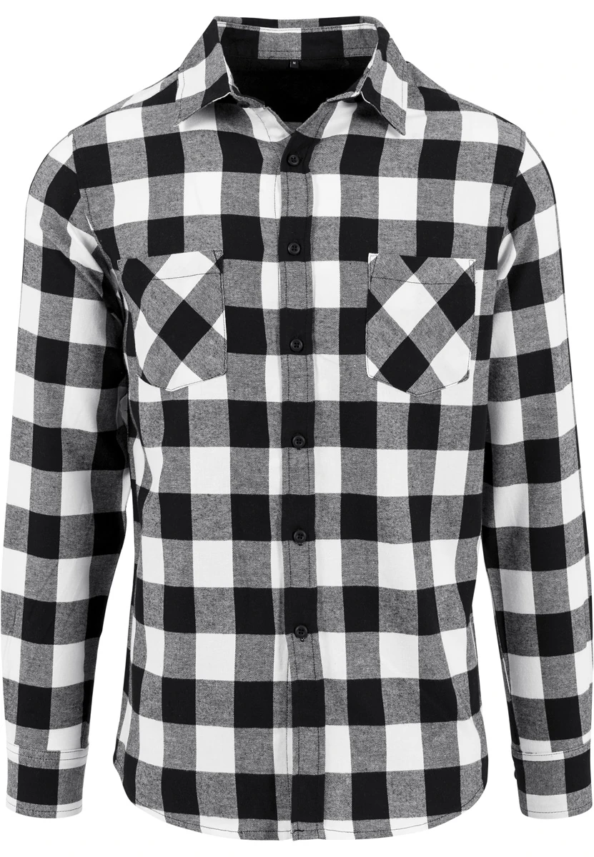 Build Your Brand, Checked Flanell Shirt BY031, black/red