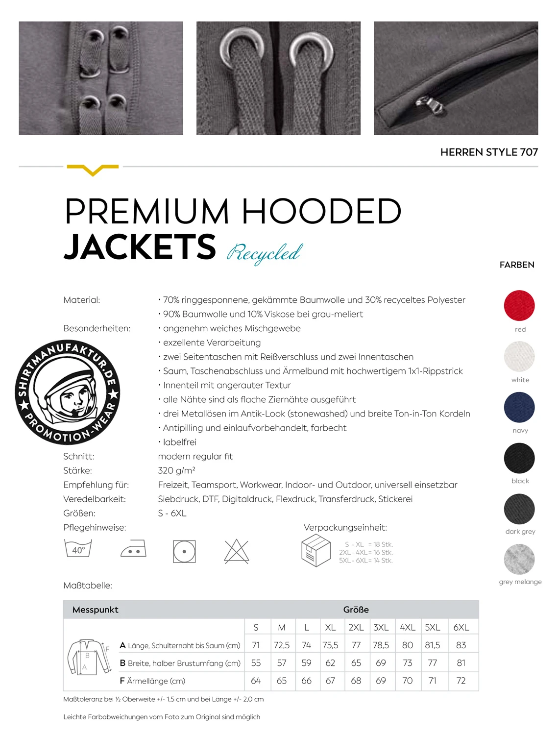 HRM Mens Premium Hooded Jacket