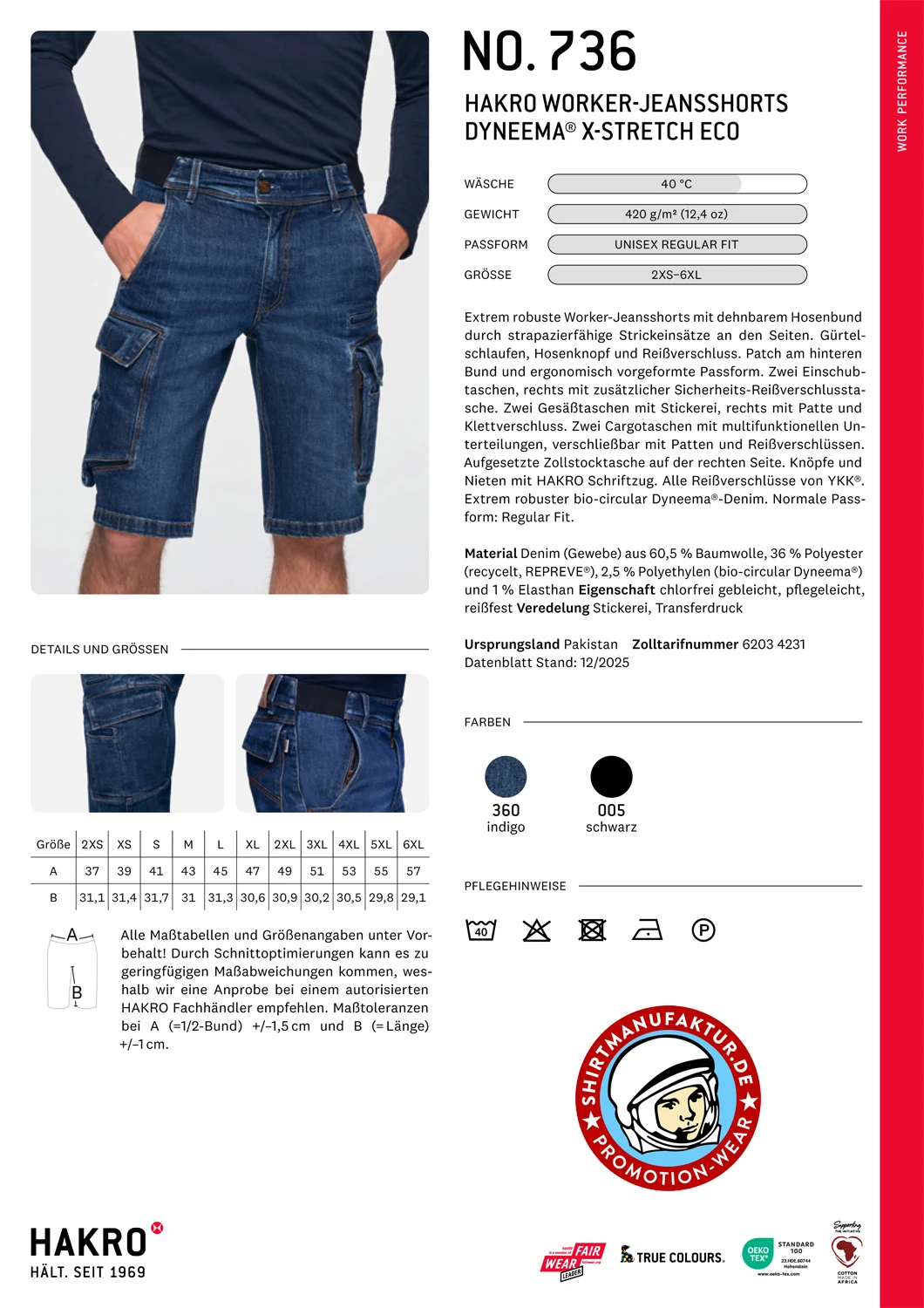 Hakro Worker Jeans-Shorts Dyneema X-Stretch Eco Hakro Worker Jeans-Shorts Dyneema X-Stretch Eco