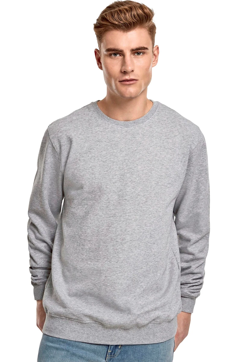 Build Your Brand, Premium Crewneck BY119, heather grey