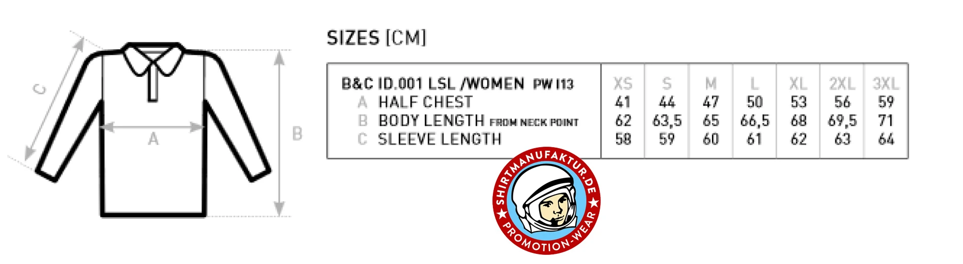 B&C Womens Longsleeve Polo ID.001