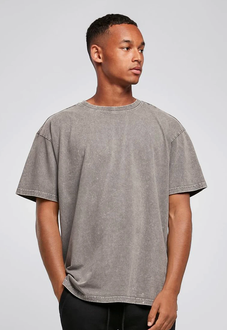 Build Your Brand, Acid Washed Oversized Tee BY189, asphalt