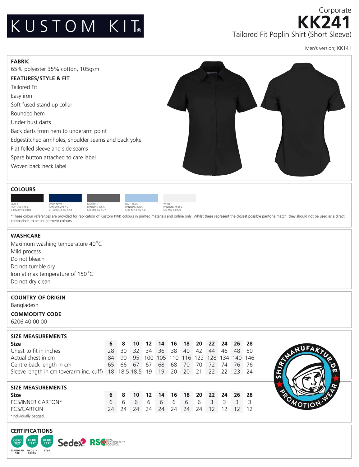 Kustom Kit Womens Poplin Blouse