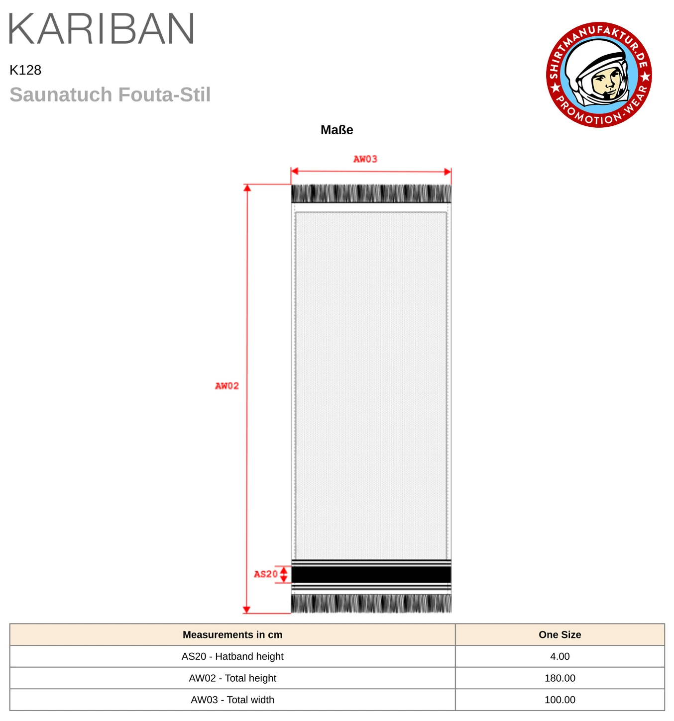 Kariban Saunatuch Fouta-Stil