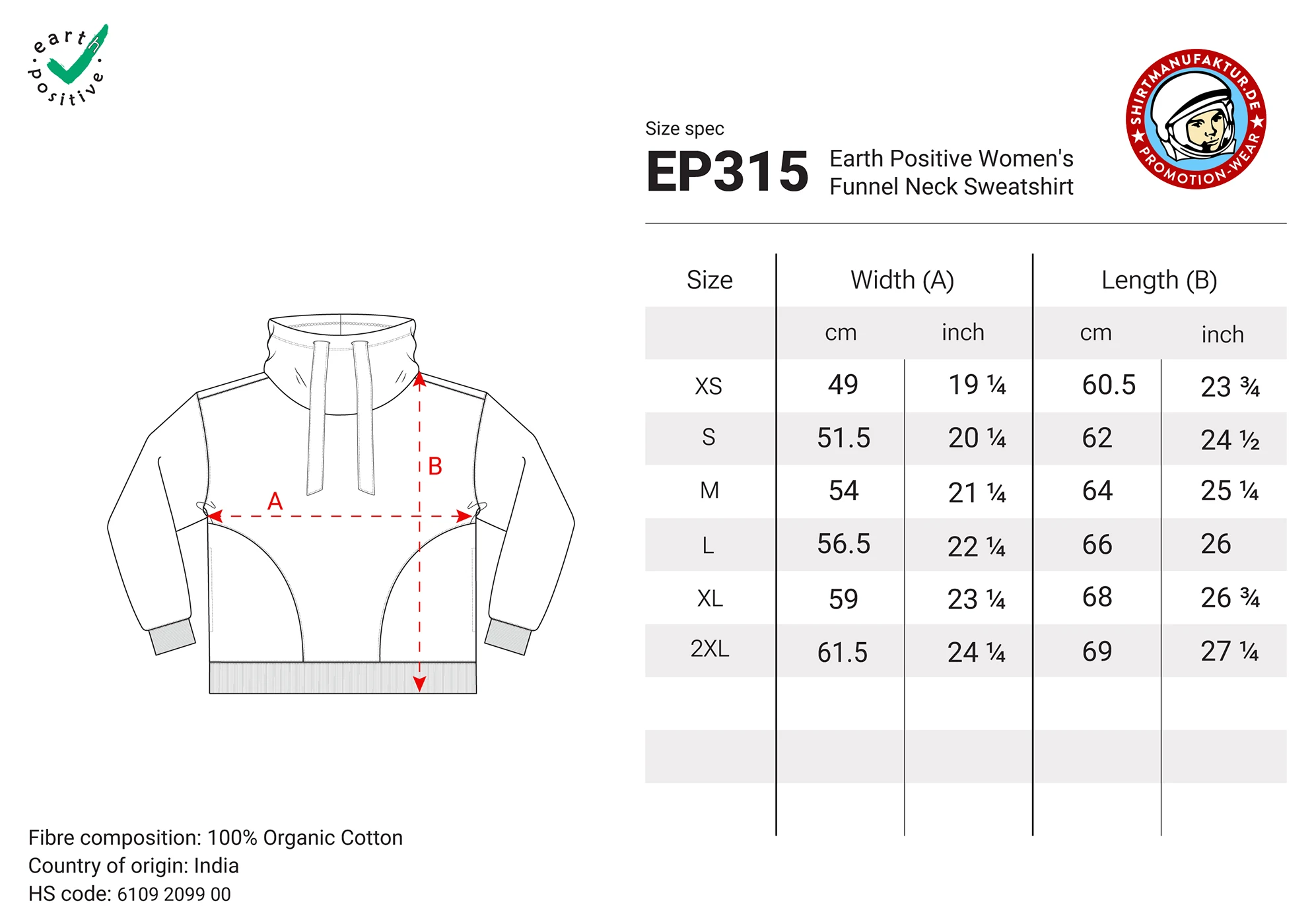 Earth Positive Womens Funnel Neck Sweatshirt