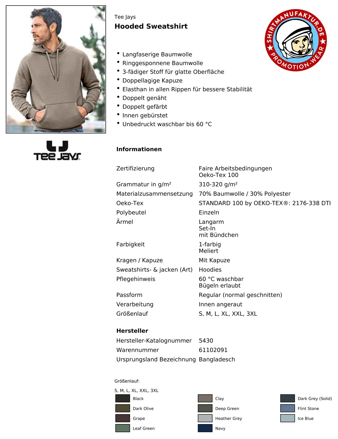 Tee Jays Hooded Sweatshirt