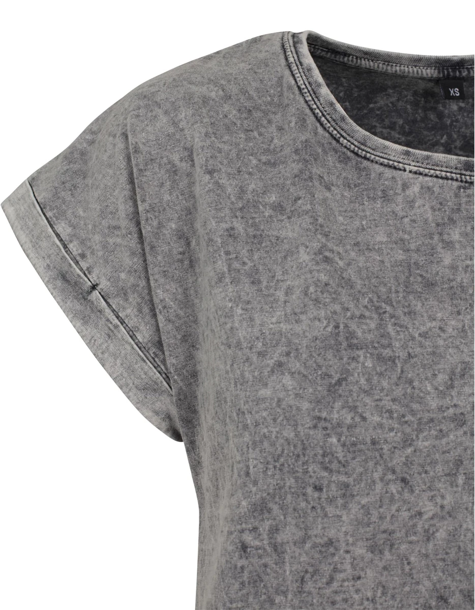 Build Your Brand Ladies Acid Washed Extended Shoulder Tee